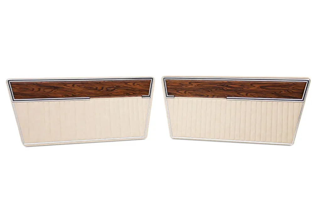 Door Panels - Sumptuous, Parchment w/Woodgrain, Pair, 1968-77 Ford Bronco