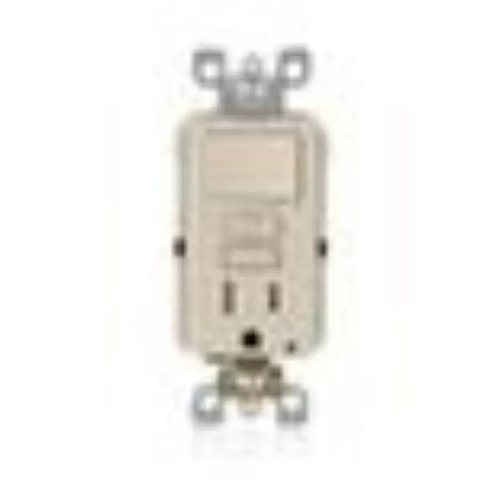 GFSW1-I Leviton Tamper-Resistant Receptacle LED Indicator. 15 Amp, 125 Volt. Switch 1800 Watts, 120V AC - Ivory