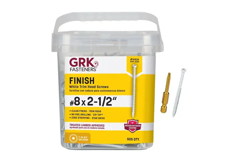 GRK Fasteners FIN/Trim 16830 Screw, #8 Thread, 2-1/2 L, Trim Head, Star Drive, Metal, 505 PAIL