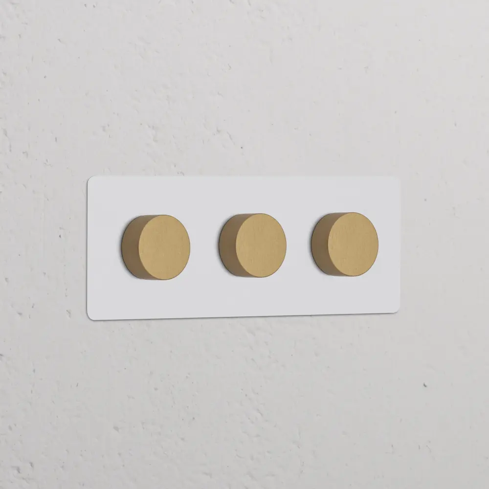 Kew Tripartite 3x Dimmer Switch - Paintable Antique Brass