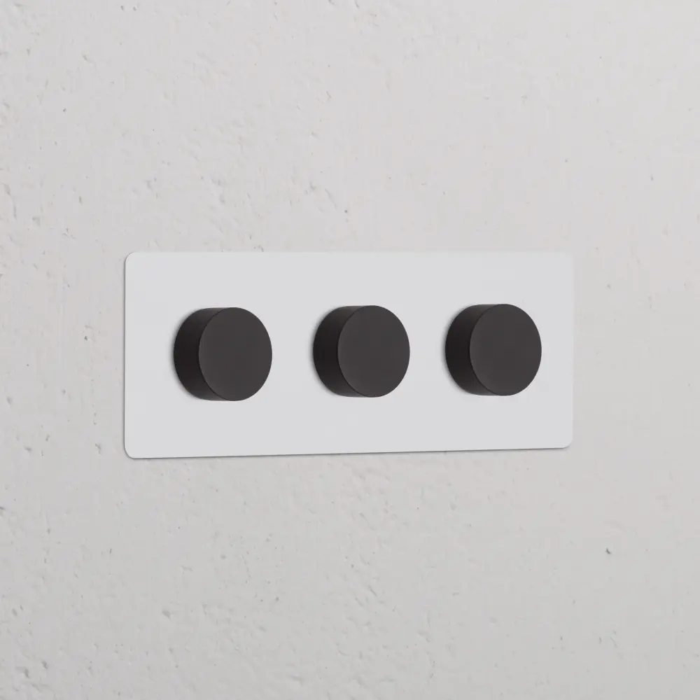 Kew Triple 3x Dimmer Switch - Paintable Warm finish