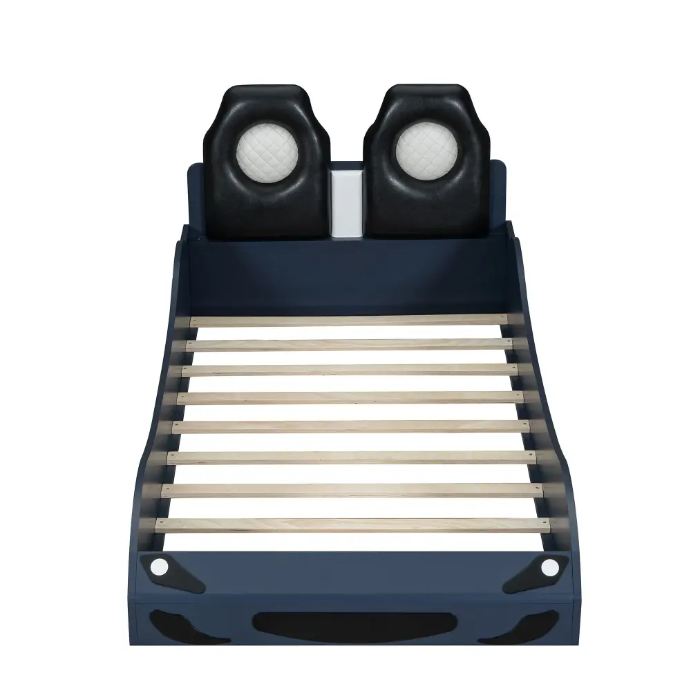 Race Car Shaped Platform Bed LED And Upholstered Backrest