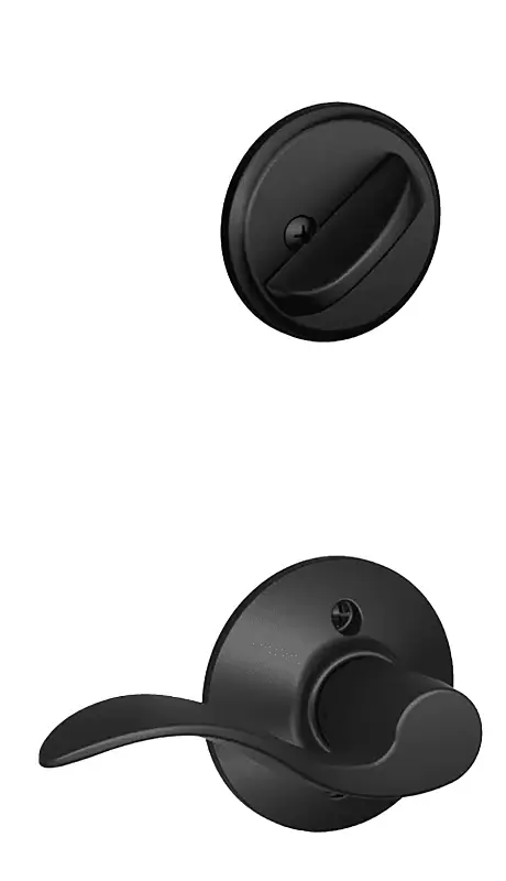 Schlage F59ACC622RH Handleset Interior Trim, Wave, 1 Grade, Thumbturn Lock, Keyed Different Key, Steel, Matte Black