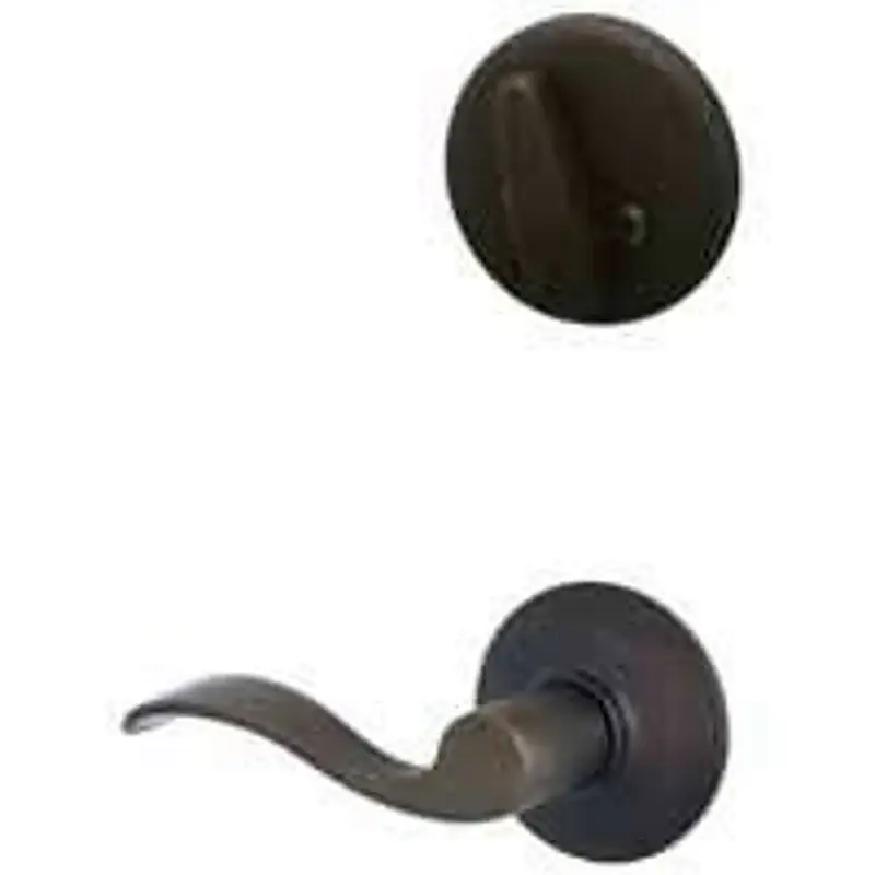 Schlage F59ACC716LH Handleset Interior Trim, Wave, Metal, Aged Bronze, 1 Grade, Thumbturn Lock, Keyed Different Core