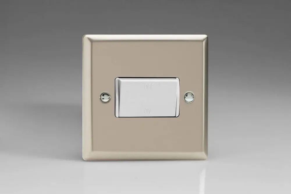 Varilight 10A Fan Isolating Switch (3 Pole) Satin Shiny metal XNFIW