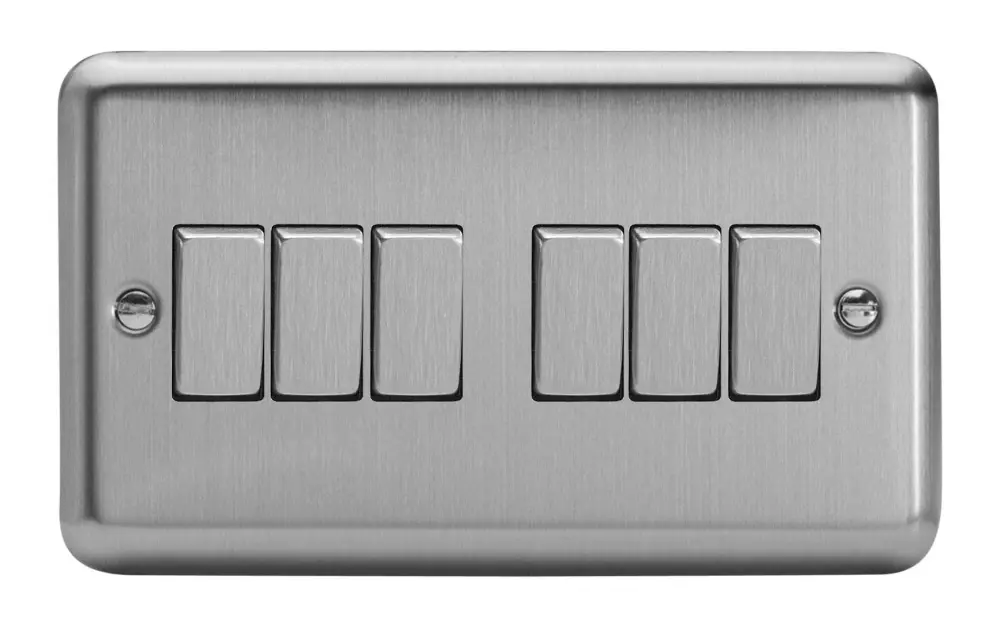 Varilight 6G 1 or 2W 10A Switch Matt Chromium XS96D