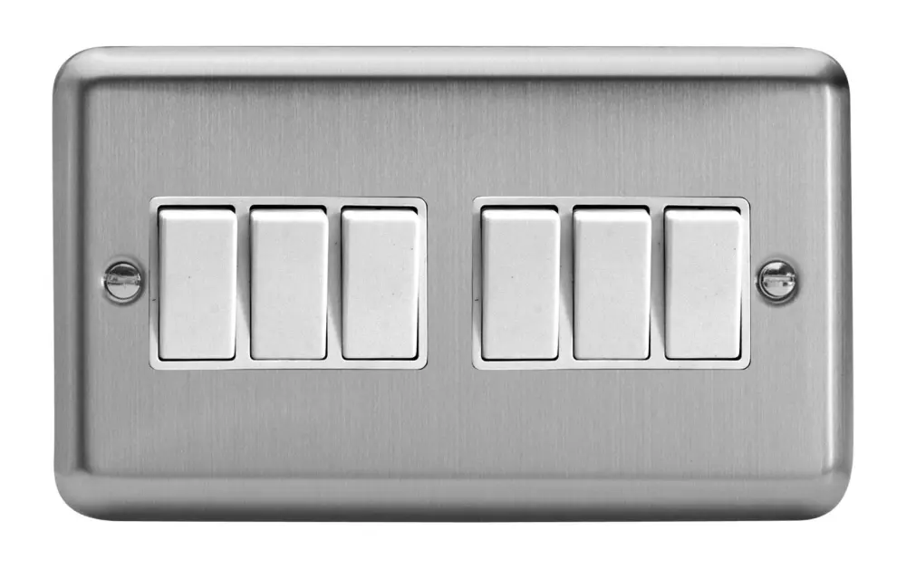 Varilight 6G 1 or 2W 10A Switch Matt Shiny metal XS96W