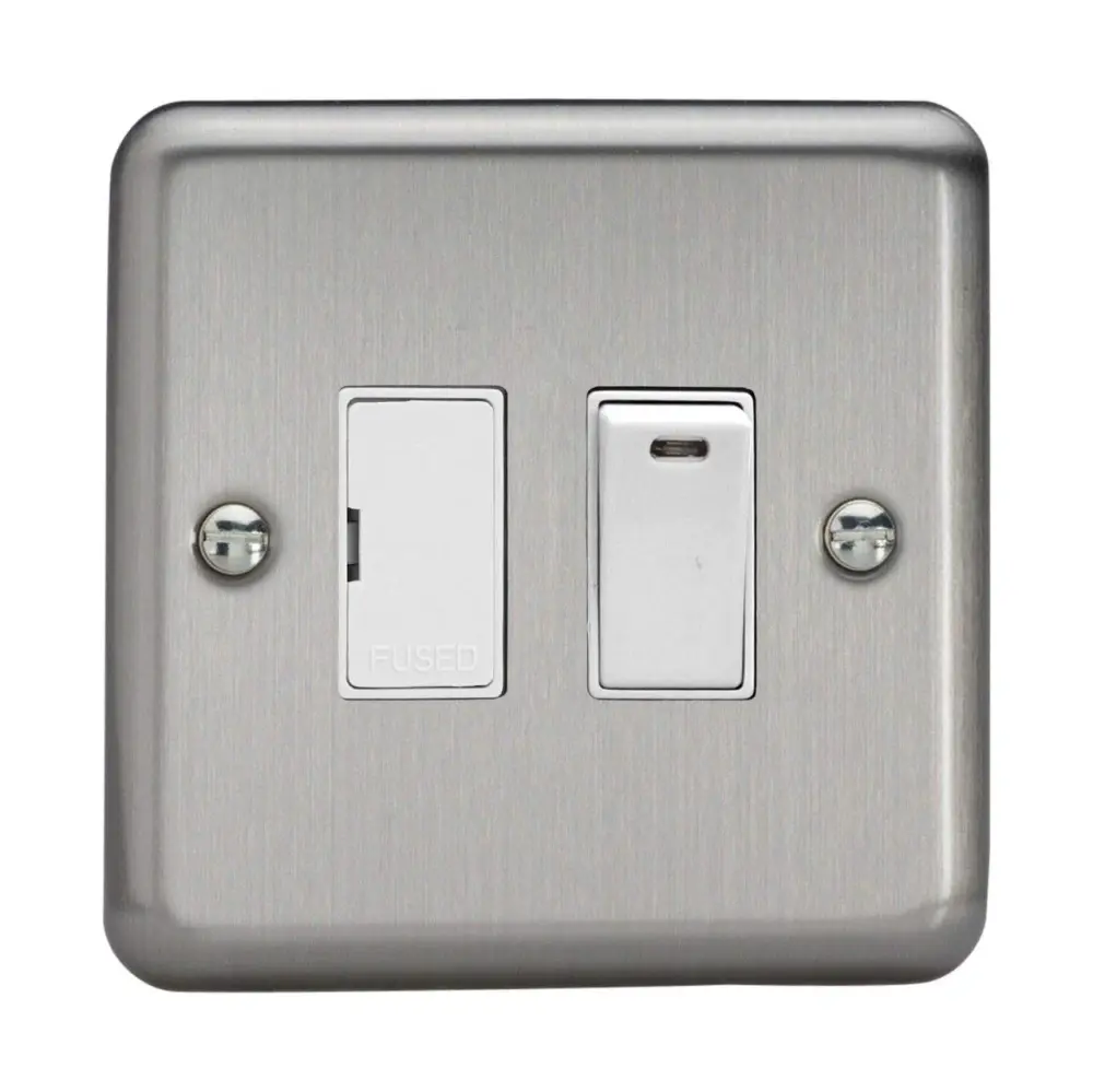 Varilight 1-Gang 13A Switched Fused Spur Neon Matt Shiny metal XS6NW