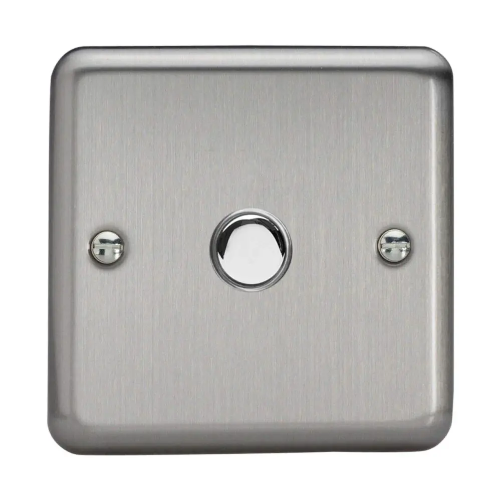 Varilight 1-Gang 6A 1-Way Push-to-Make Momentary Switch Matt Shiny metal XSM1