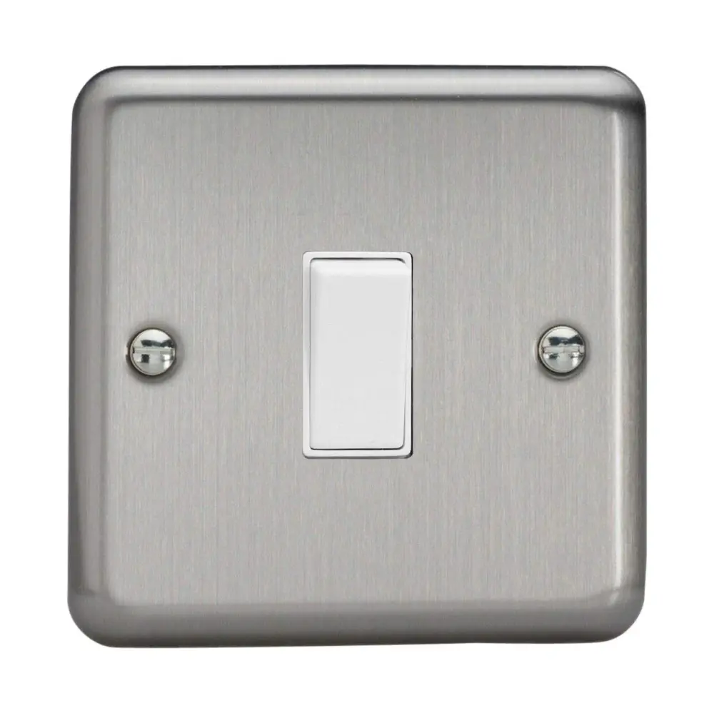 Varilight 1-Gang sole, 1 Way 20 Amp Switch, Classic Brushed Steel (also known as Classic Matt Chrome) XS20W