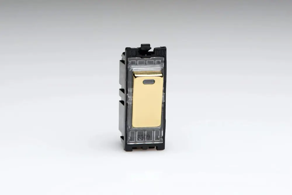 Varilight 20A 1-Way Dual Pole Switch + Neon Brass Z2DG201DNV