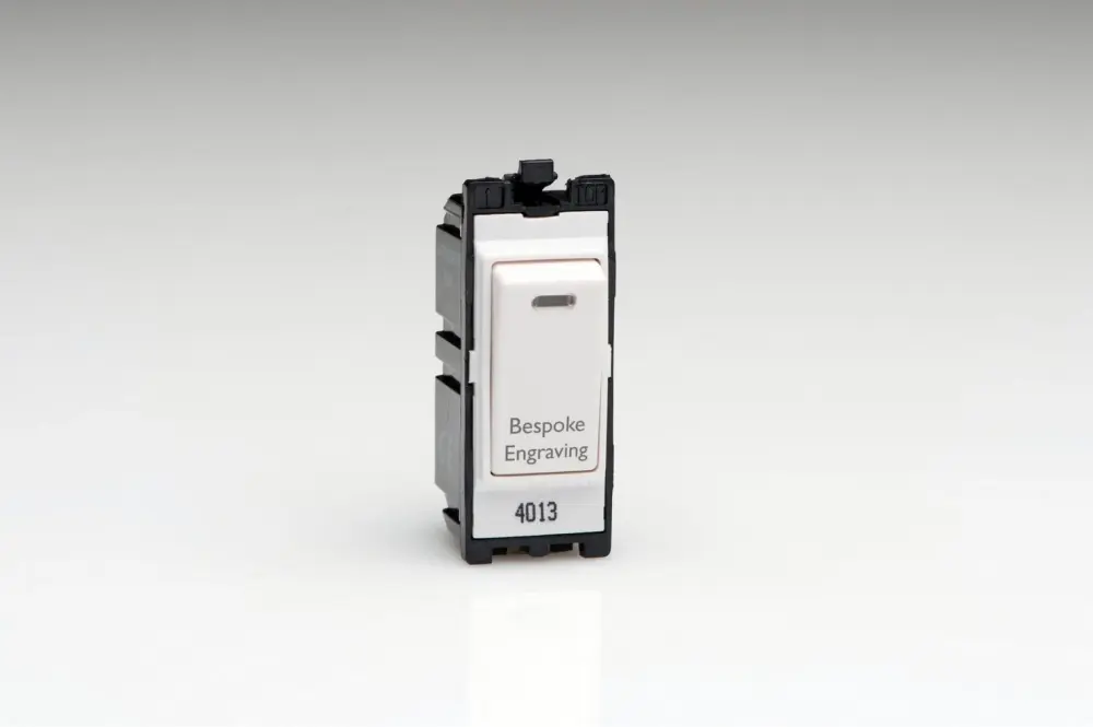 Varilight 20A 1-Way Twin Pole Switch + Neon Bespoke Engraving