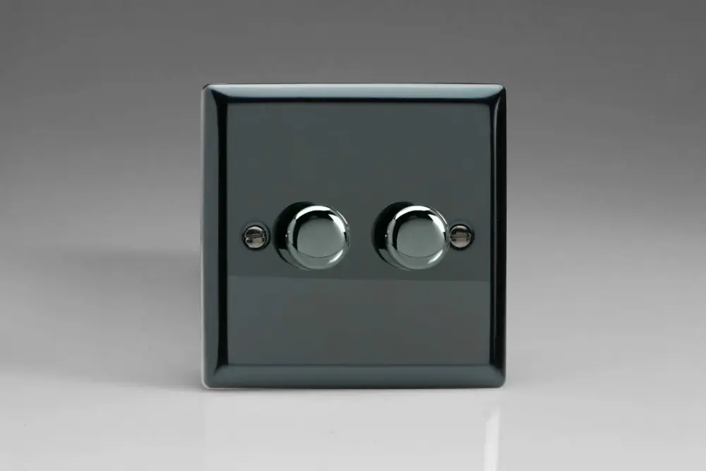 Varilight Classic V-Pro Iridium Midnight 2-Gang LED Trailing Edge Dimmer Switch 1 or 2 Way