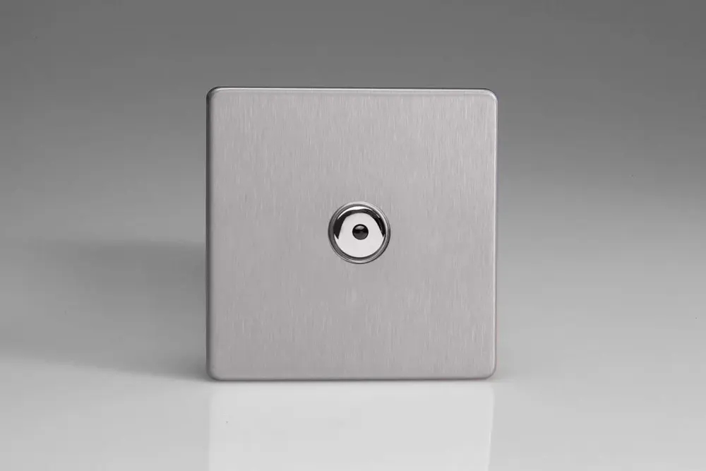 Varilight Matte Steel Flat Dimension Screwless V-Pro IR 1-Gang 1 x 100W LED Multi-Way Remote/Touch Control Dimmer Master Unit