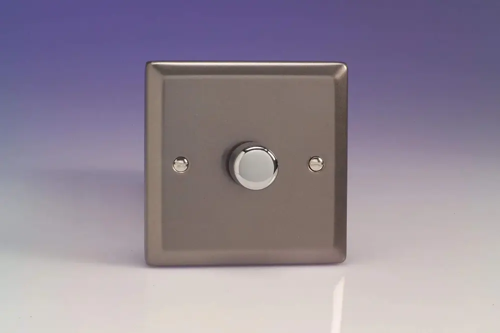 Varilight Retro V-Pro Pewter 1-Gang LED Trailing Edge Dimmer Switch 1 or 2 Way