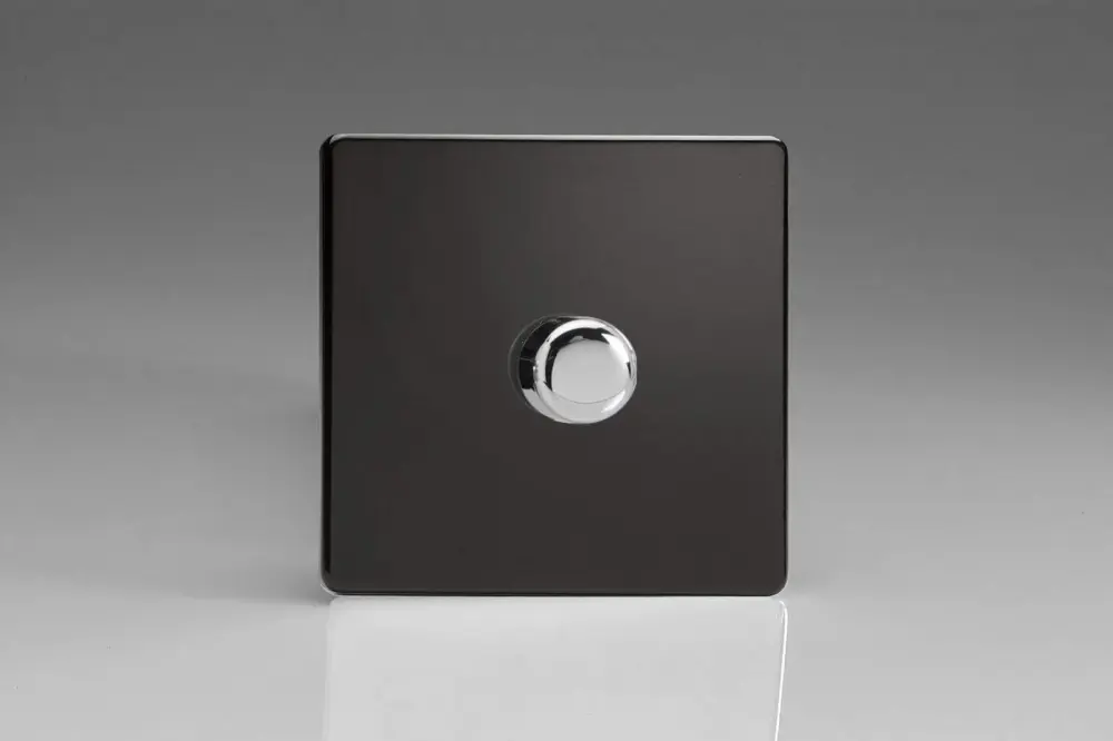 Varilight Screwless Polycarbonate Jet Black 1-Gang LED Trailing Edge Dimmer Switch 1 or 2 Way