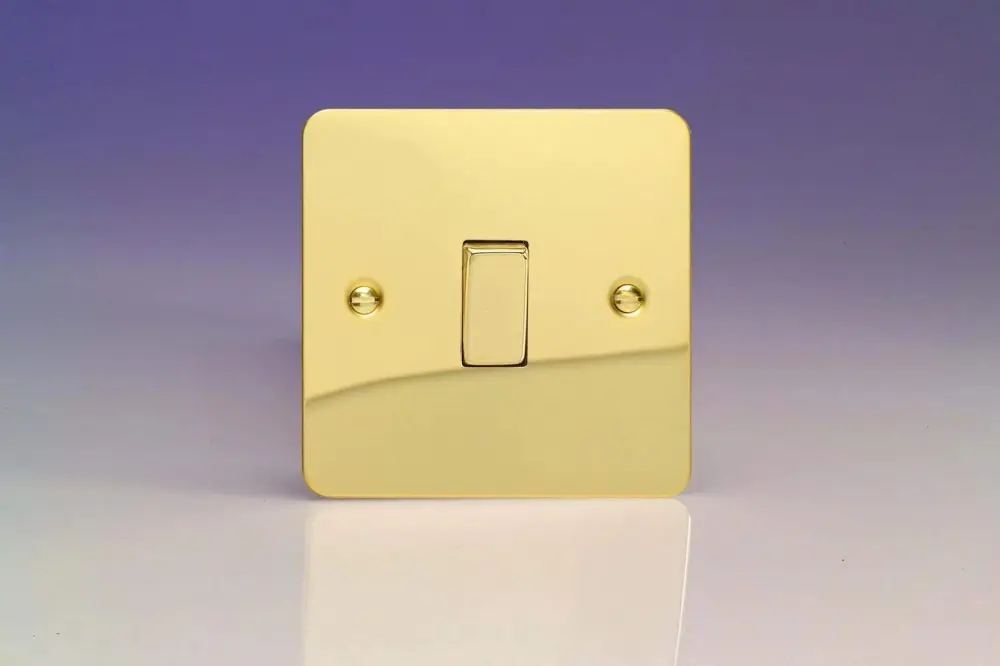 Varilight Ultra Flat Plate Smooth Brass 1-Gang Light Switch XFV1D