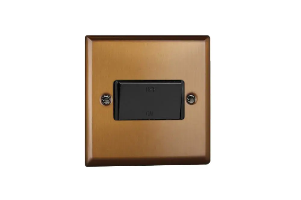 Varilight Urban Brushed Copper-brown Fan Isolator Switch Black Insert