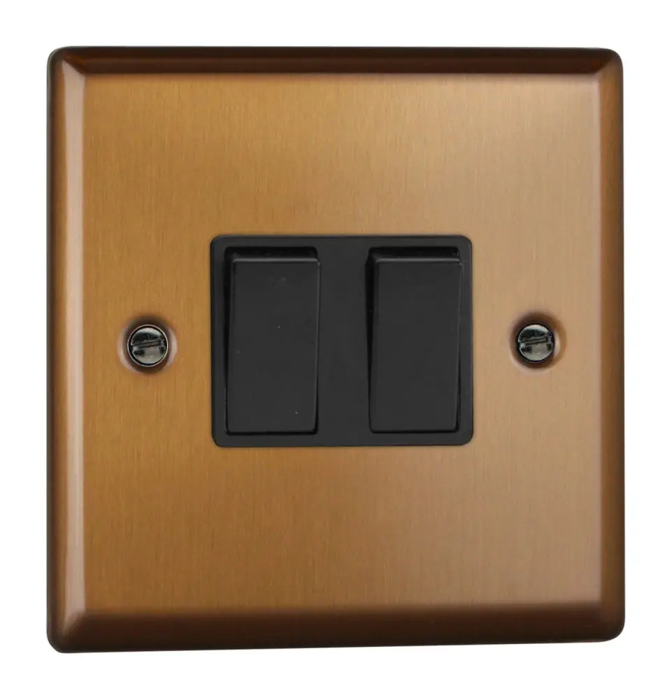 Varilight Urban Brushed Warm finish 1-Gang Intermediate Switch & 1-Gang 2-Way Switch 10 Amp