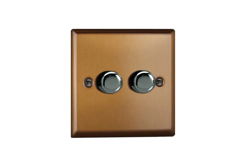 Varilight Urban Matte Bronze V-Pro 2-Gang 1 or 2 Way 2 x 250W Push-on/Push-Off V-Pro LED Dimmer