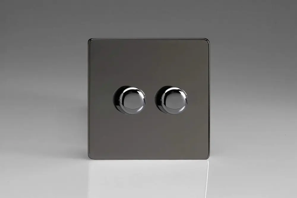 Varilight V-Pro Screwless Iridium Midnight 2-Gang LED Trailing Edge Dimmer Switch 1 or 2 Way