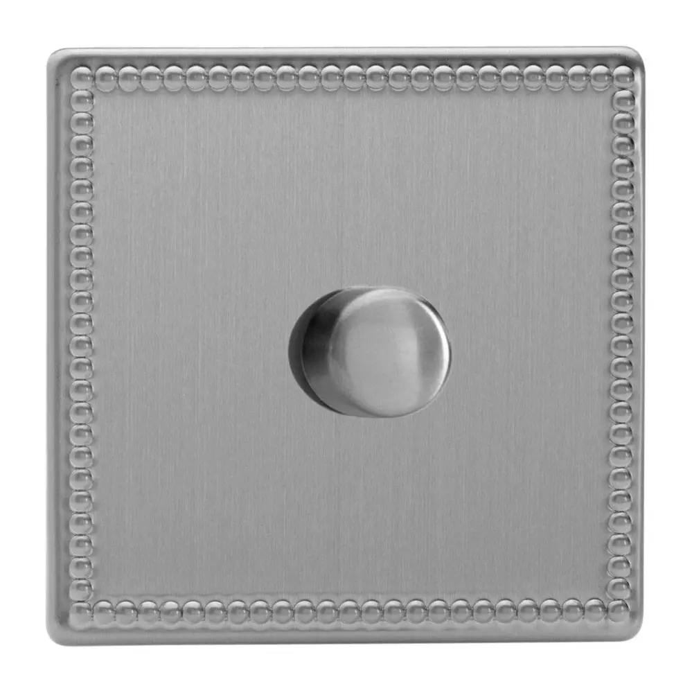 Varilight V-Pro Screwless Jubilee Soft-touch Steel 1-Gang LED Trailing Edge Dimmer Switch 1 or 2 Way