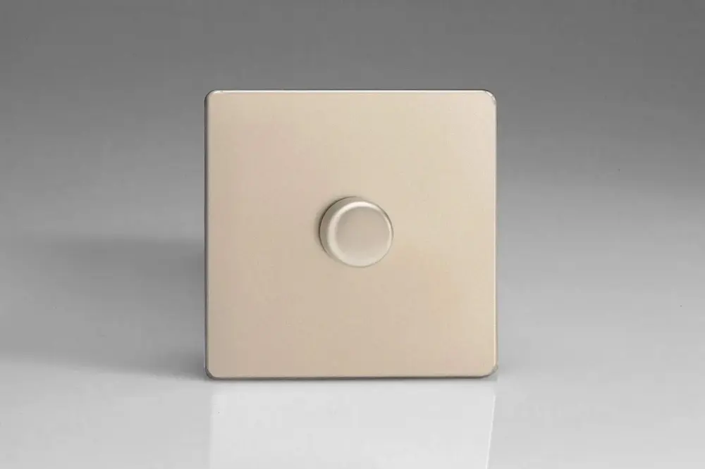 Varilight V-Pro Screwless Satin Chromium 1-Gang LED Trailing Edge Dimmer Switch 1 or 2 Way