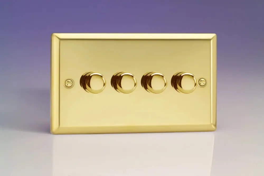 Varilight V-Pro Victorian Warm alloy 4 Gang LED Trailing Edge Dimmer Switch 1 or 2-Gang