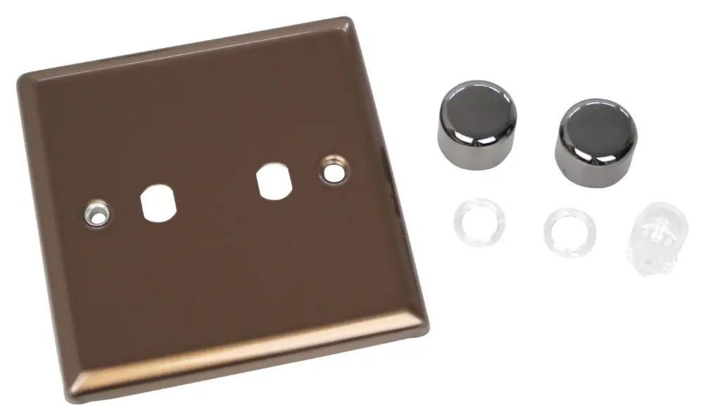 Varilight WY2.BZ Urban Matte Bronze 2-Gang Dimmer Plate Only + Dimmer Knobs
