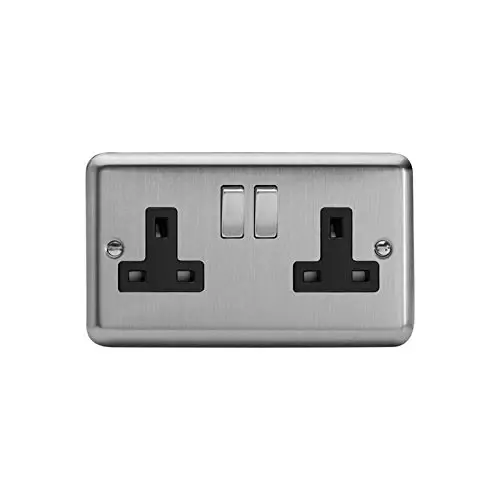 Varilight XS5DB 13A Switched Socket Jet-black 2-Gang
