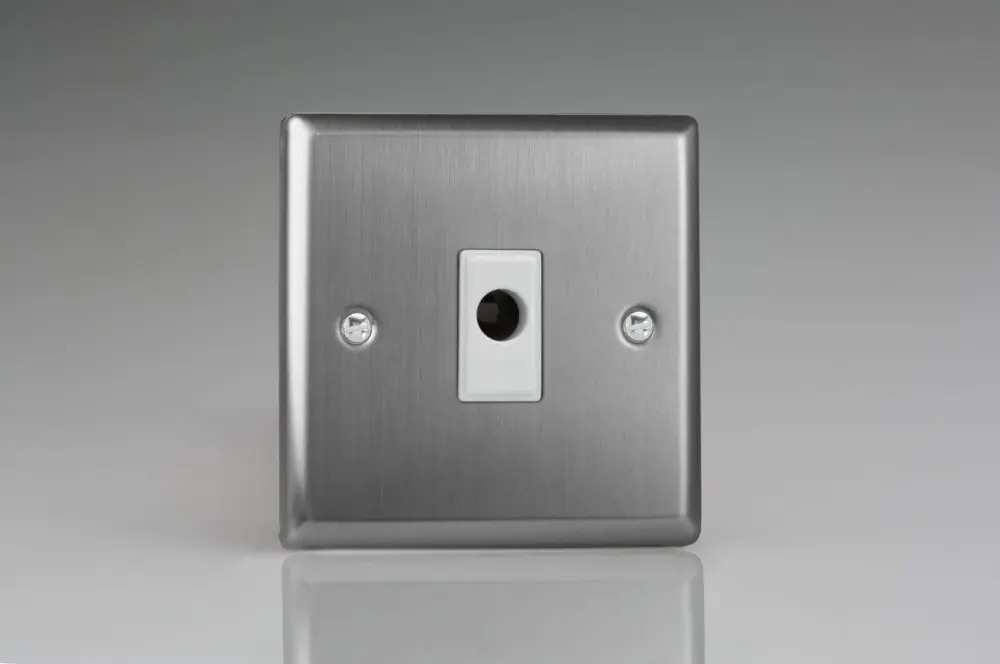 Varilight XTFOW Timeless Brushed Steel 1-Gang 16A Flex Outlet Plate