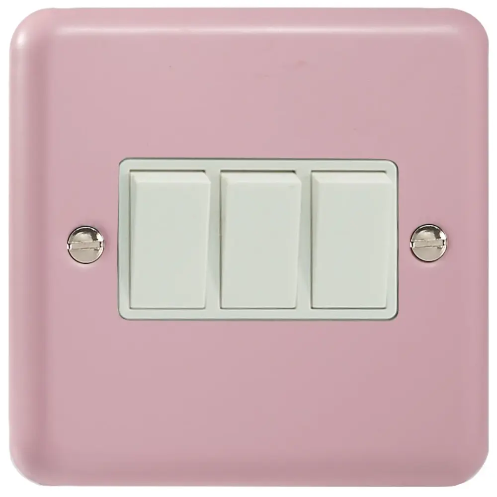 Varilight XY3WRP 3 Gang Triple Light Switch 1 or 2 Way 10 Amp Lamp Switch Rose Salmon Lily Range