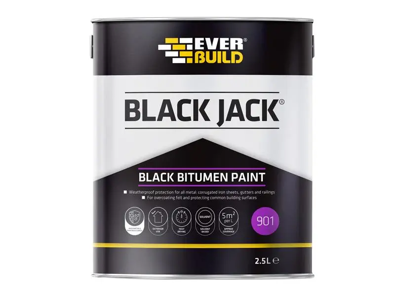 Everbuild Black Jack 901 Ebony Bitumen Paint 2.5 litre