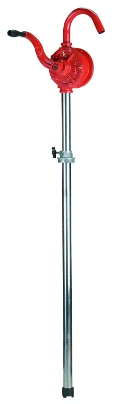 LubriMatic 55-303 Barrel Pump, 42 L Suction Tube, 1-1/16 Outlet, 1 gal/18 Revolutions, Iron/Steel Hanging Hooks