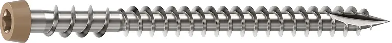 Camo 0367158TS Deck Screw, #10 Thread, 2-1/2 L, Reverse Upper Thread, Trim Head, Star Drive, Type-17 Point, Tan