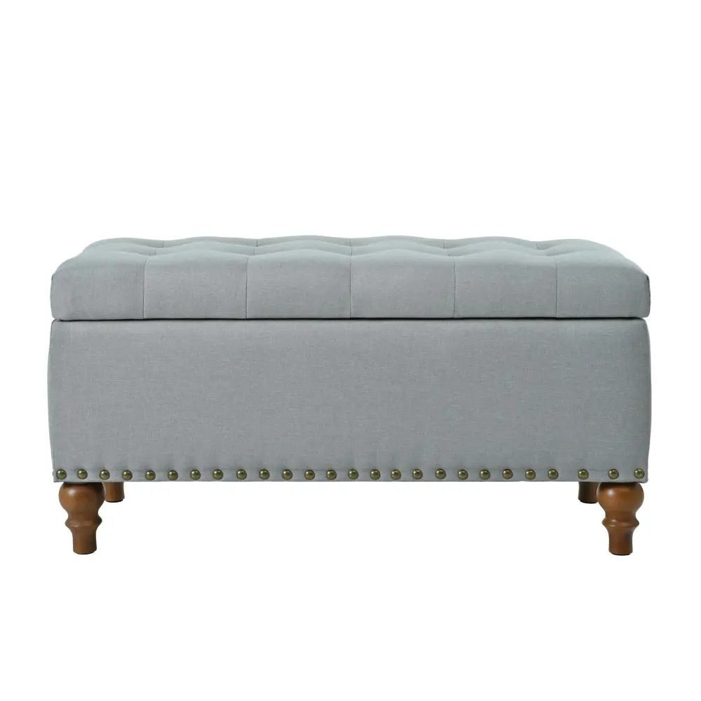 Heavy Duty Upholstered Ottoman Storage And Rivet Trim