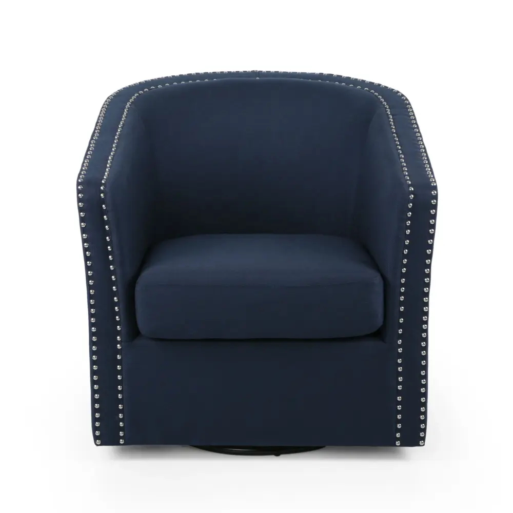 Modern Upholstered Spin Club Chair Nailhead Trim