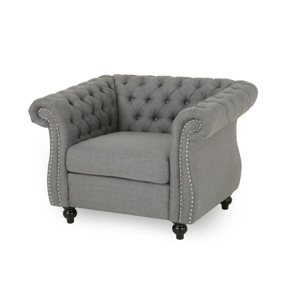 Nexuson - Upholstered Chesterfield Chair Deep Tufted And Nailhead Trim