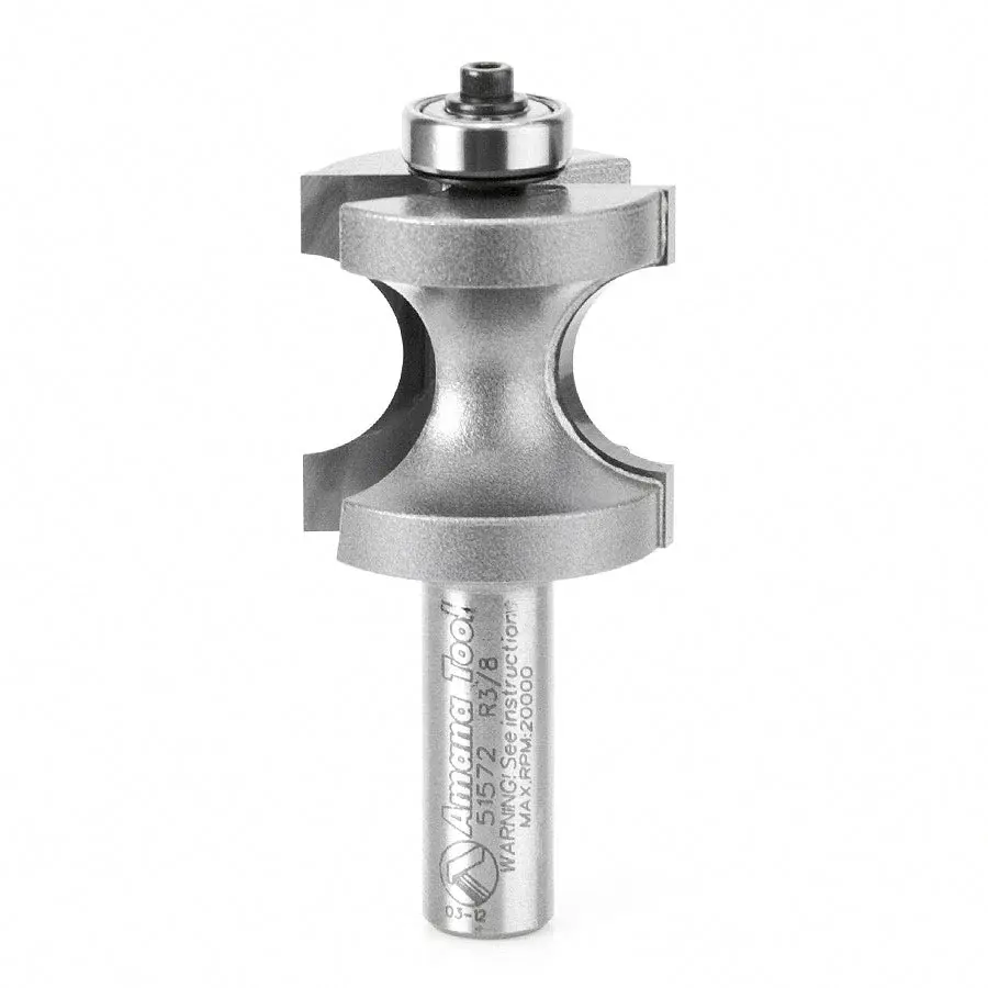 Amana Tool 51572 Carbide Tipped Bullnose 3/8 Radius x 1-3/8 Dia x 1-5/16 x 1/2 Inch Shank