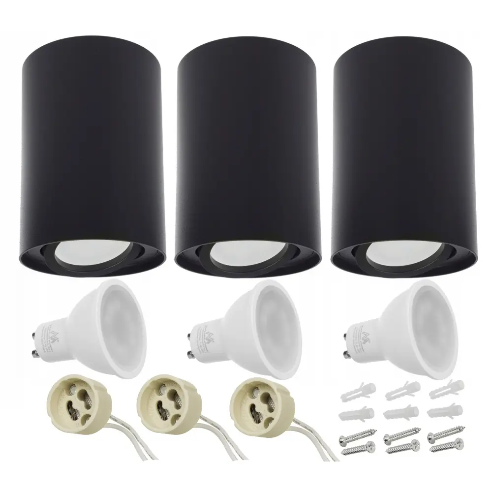 LED Headlight Maclean round plafond x 3 pcs. + GU 10 bulbs x 3 pcs