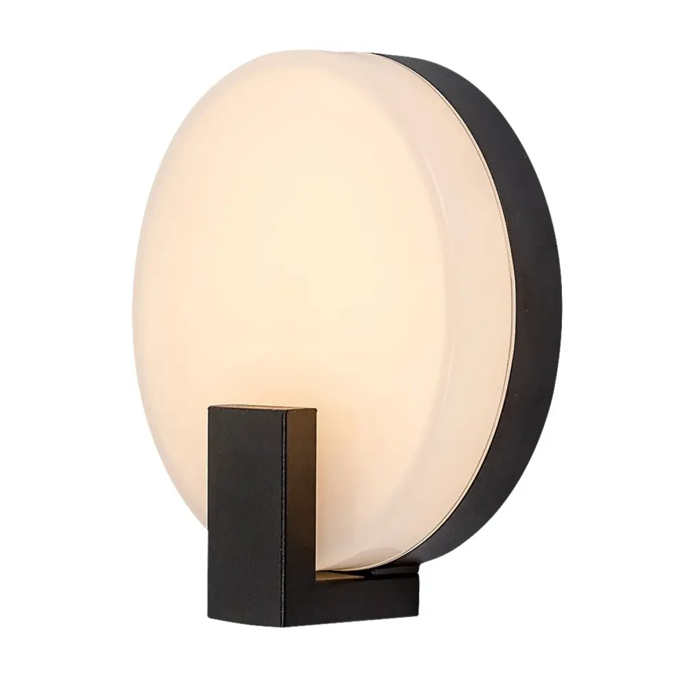 Rabalux wall lamp, outdoor, round, IP44, 10W, jet-black, Cyprus