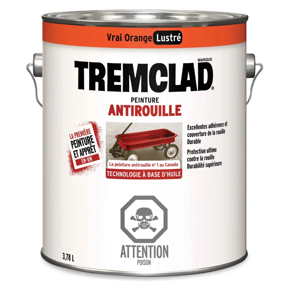 Alkyd Rust Paint Gloss Real Tangerine, 3.78 L