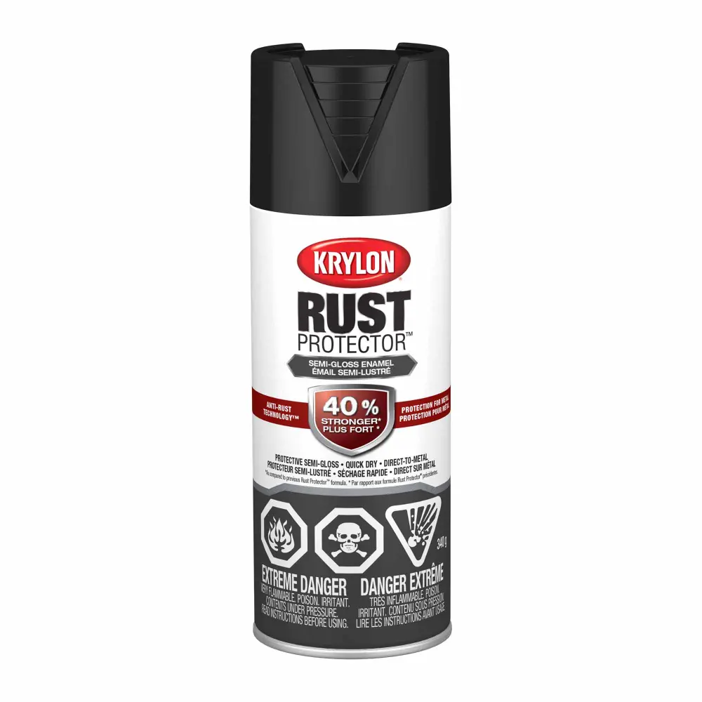 Krylon Rust Protector Enamel Aerosol Semi-Gloss Ebony, 340 g