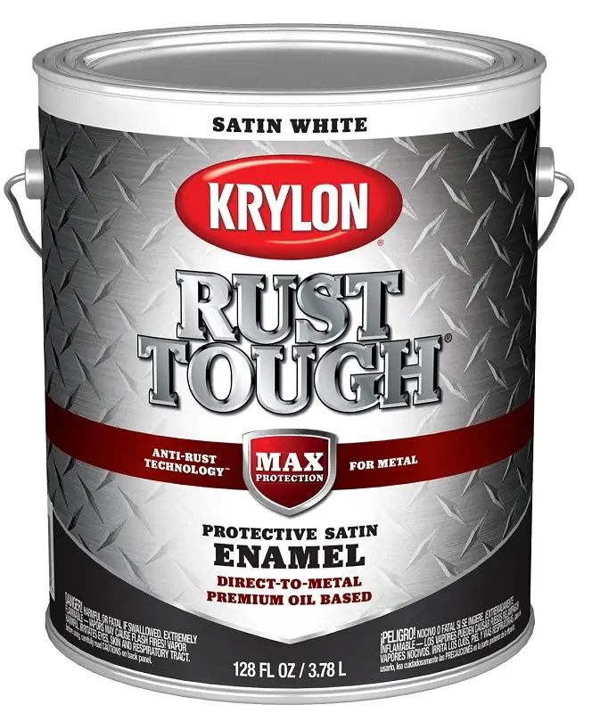 Krylon Rust Tough K09732008 Rust Preventative Paint, Satin, Chalk, 1 gal, 400 sq-ft/gal Coverage Area