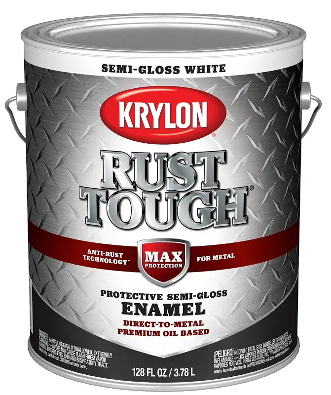 Krylon Rust Tough K09734008 Rust Preventative Paint, Semi-Gloss, Pearl, 1 gal, 400 sq-ft/gal Coverage Area Microfiber Cloth