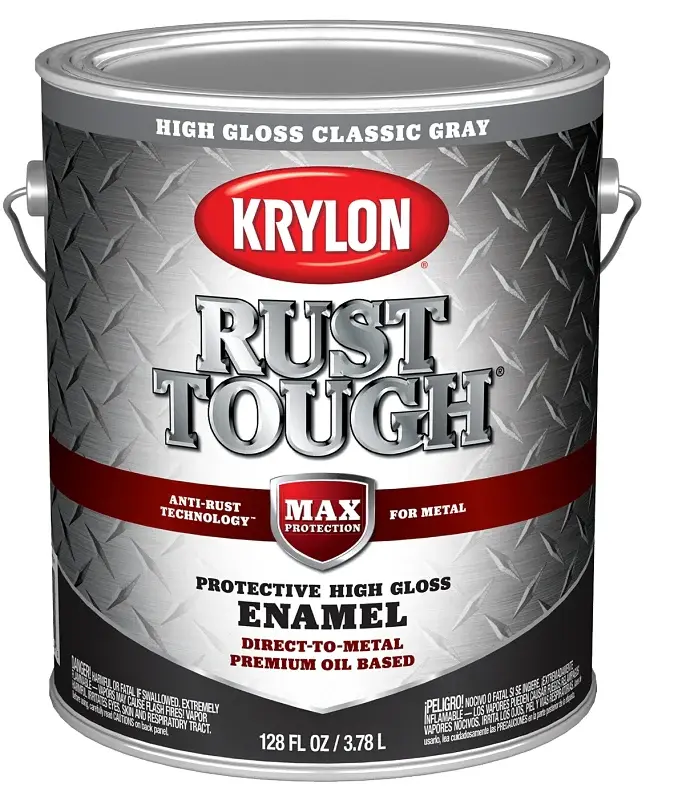 Krylon Rust Tough K09738008 Rust Preventative Paint, Gloss, Iconic Gray, 1 gal, 400 sq-ft/gal Coverage Area