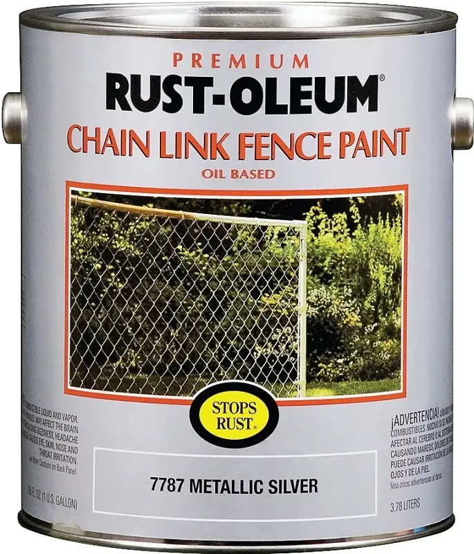 RUST-OLEUM STOPS RUST 7787402 Chain Link Fence Paint, Metallic Chrome, 1 gal
