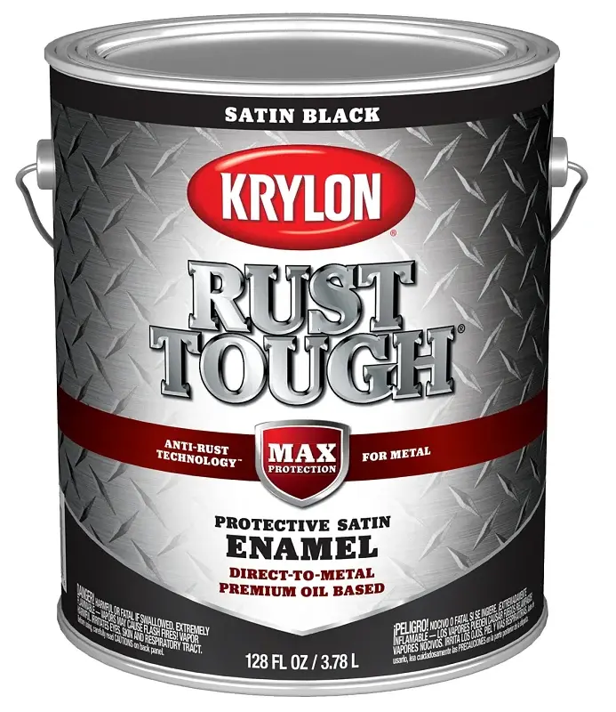 Show Car Krylon Rust Tough K09733008 Rust Preventative Paint, Satin, Jet-black, 1 gal, 400 sq-ft/gal Coverage Area