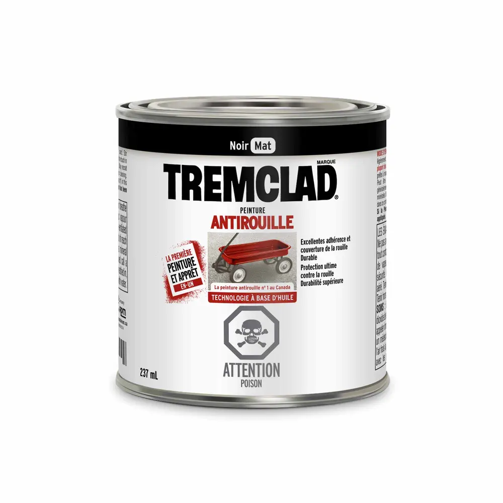 Tremclad Alkyd Rust Paint Flat Onyx, 237 ml