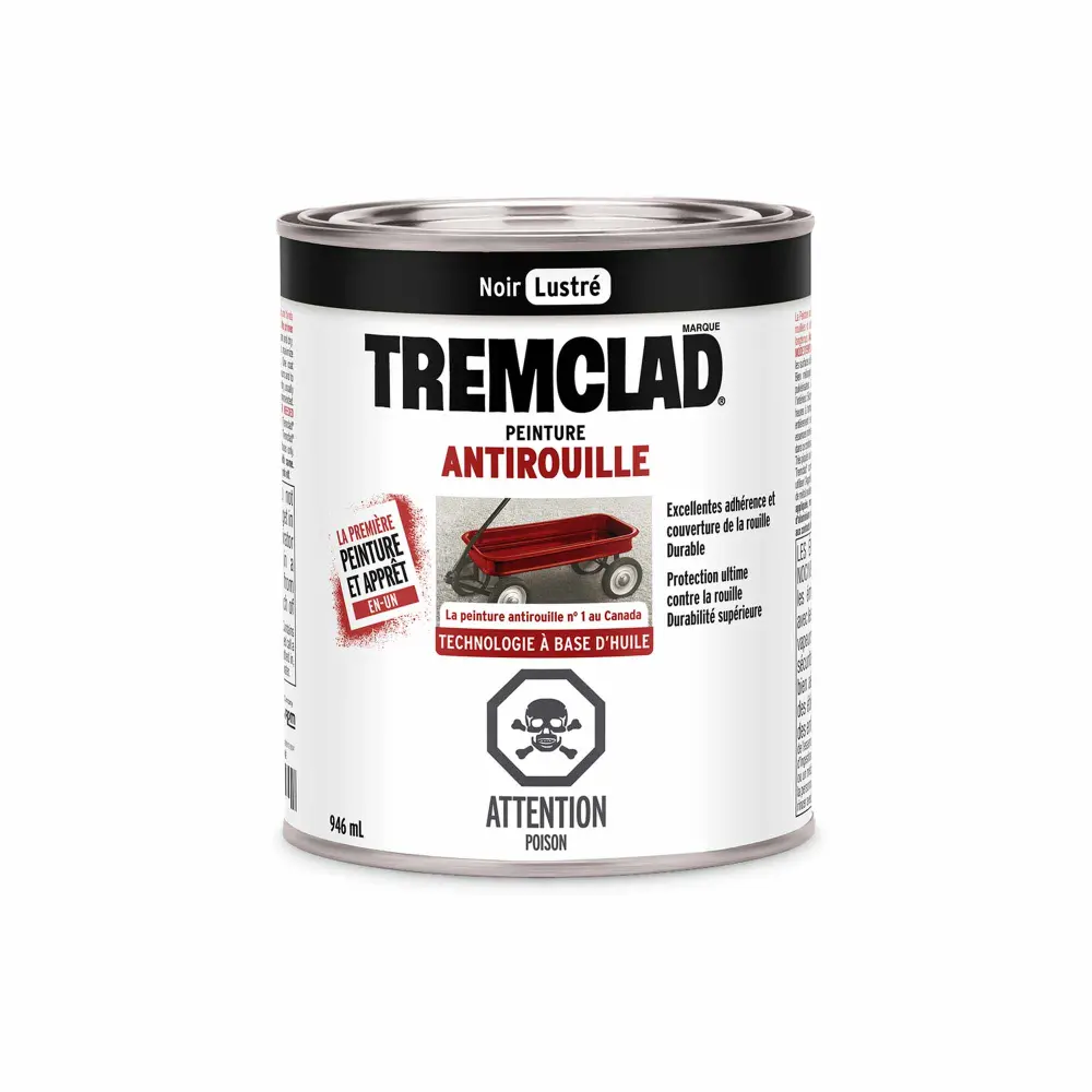 Tremclad Alkyd Rust Paint Gloss Charcoal, 946 ml